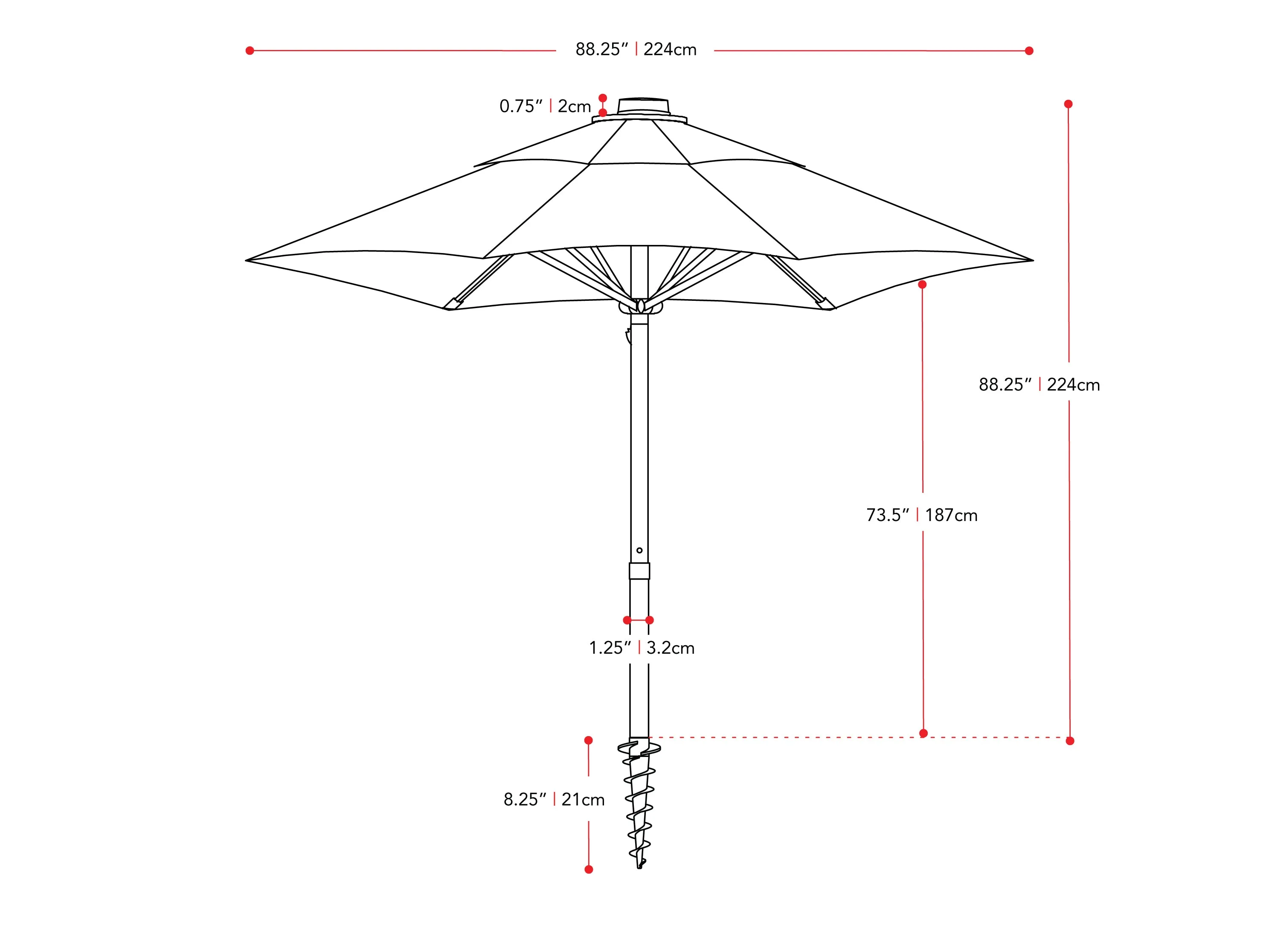 7.5ft Turquoise Beach Umbrella