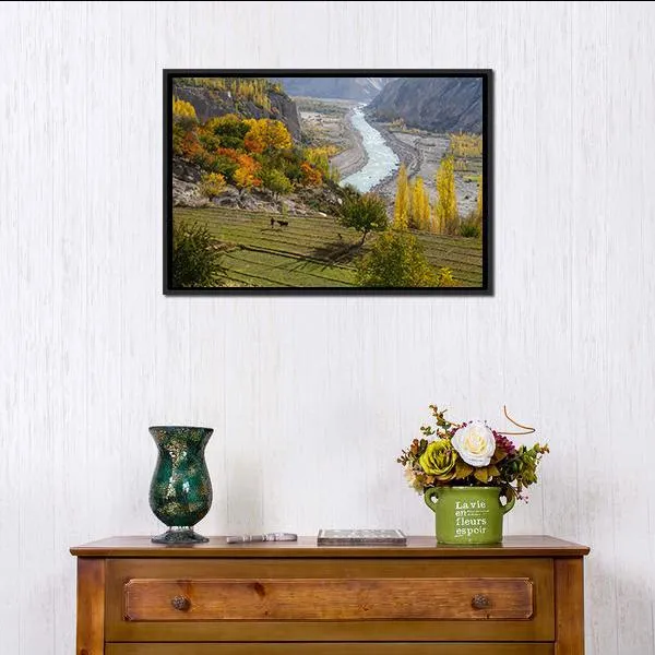 Agricultural Field Near Hunza Valley Canvas Wall Art