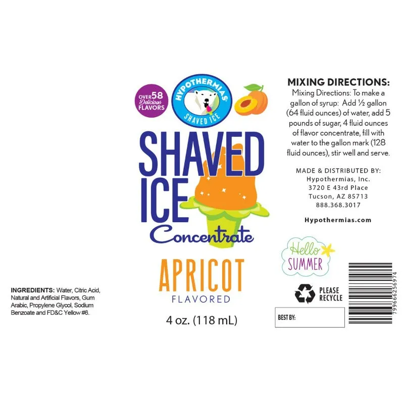 Apricot Shaved Ice Flavor Syrup Concentrate