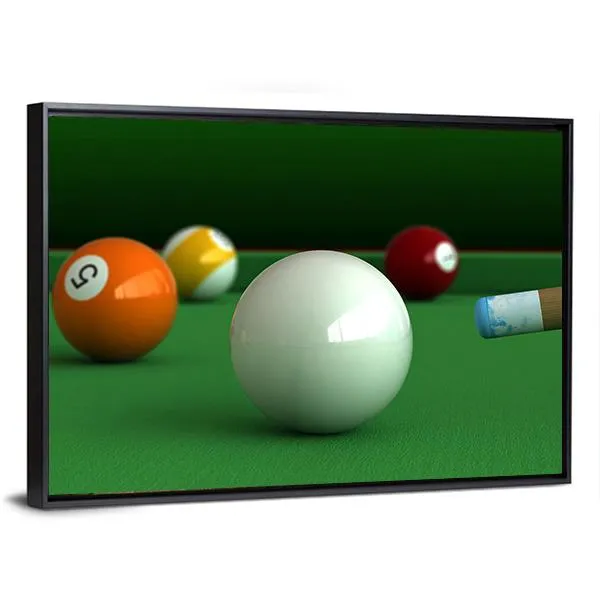 Billiard Balls And Table Canvas Wall Art