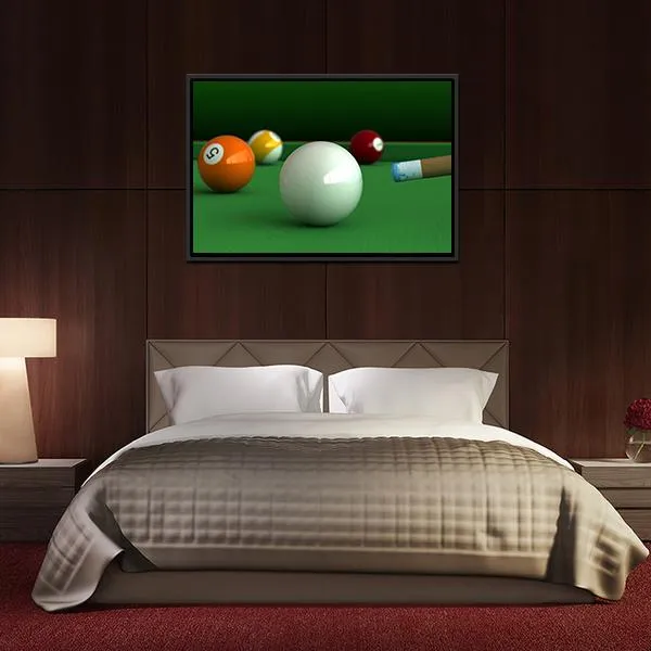 Billiard Balls And Table Canvas Wall Art