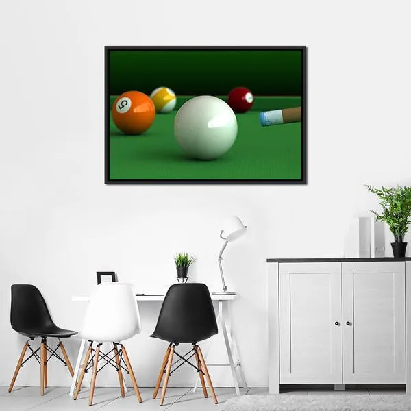 Billiard Balls And Table Canvas Wall Art