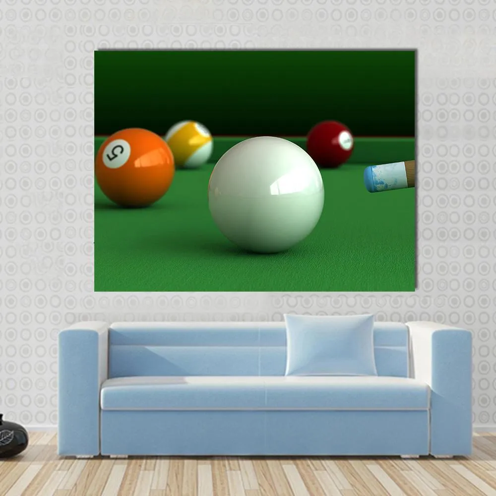 Billiard Balls And Table Canvas Wall Art