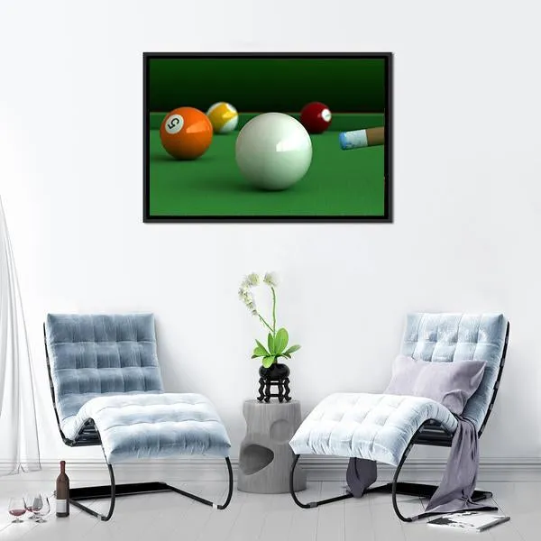 Billiard Balls And Table Canvas Wall Art