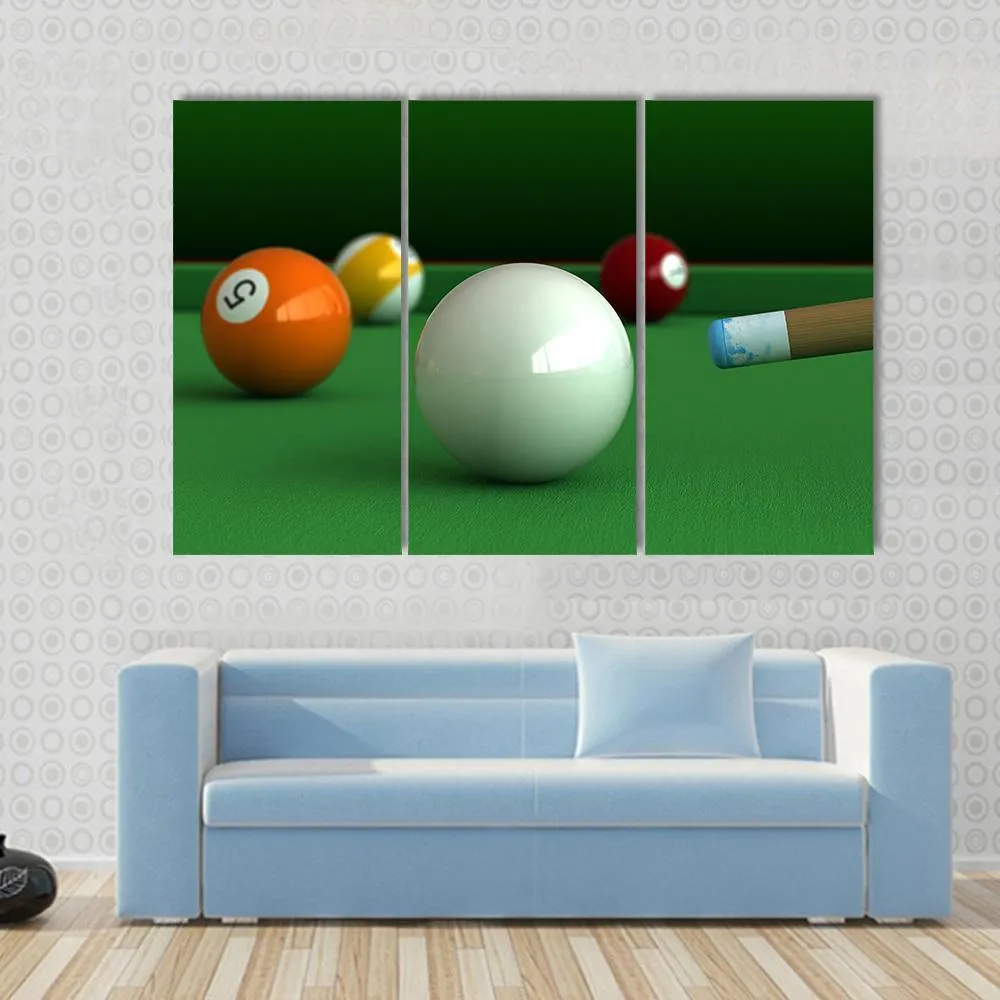 Billiard Balls And Table Canvas Wall Art