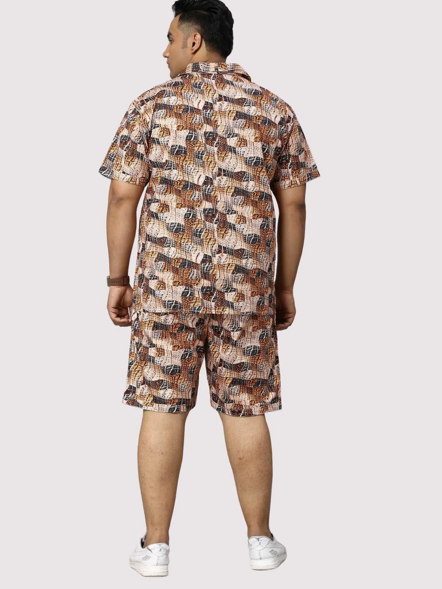 Brass Waves Digital Printed Half Co-Ords Men's Plus Size