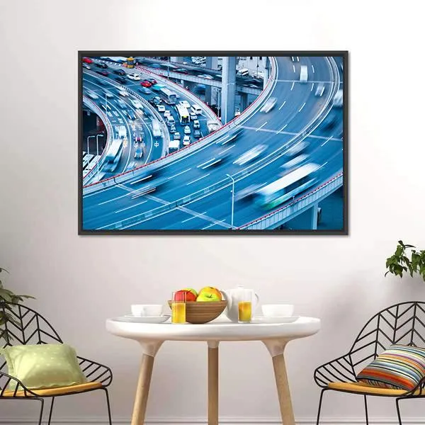 Busy Traffic In Blur Motion Canvas Wall Art