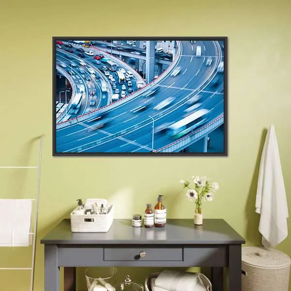 Busy Traffic In Blur Motion Canvas Wall Art