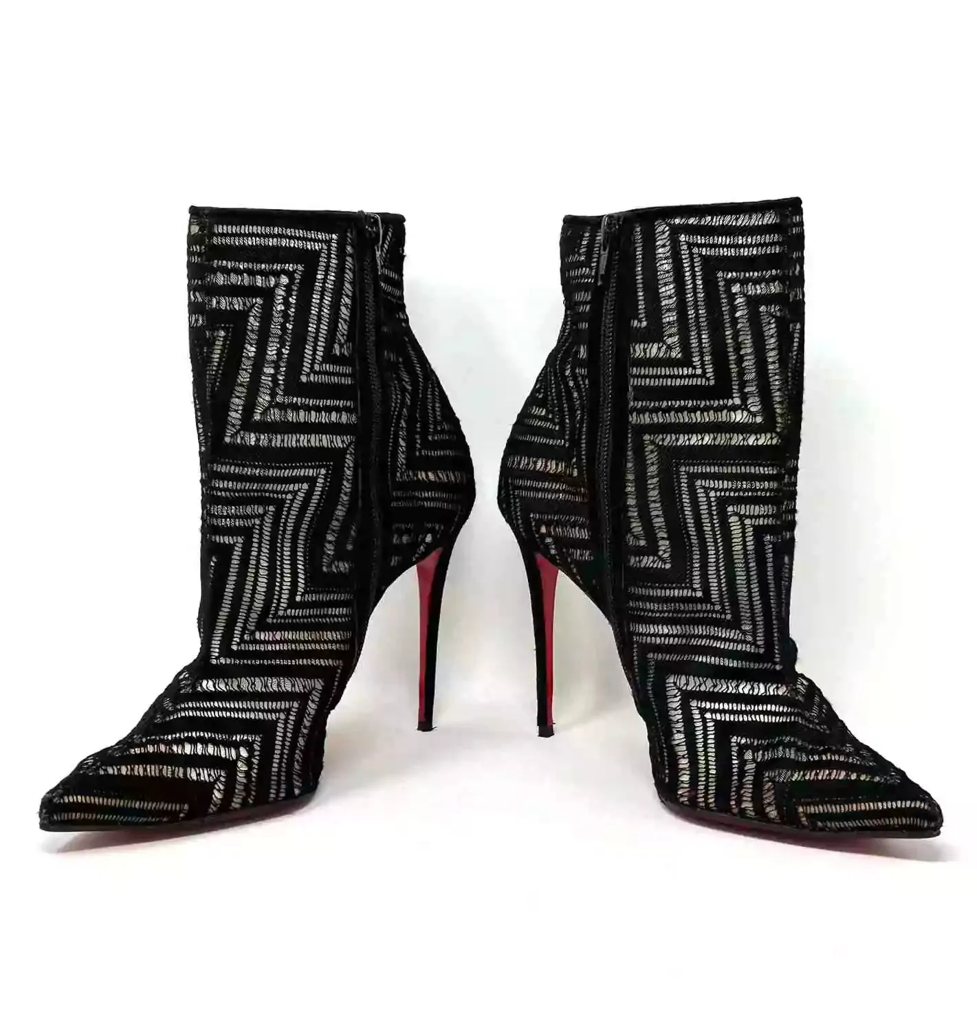 Christian Louboutin So Kate Black Mesh Lace Ankle Boots 39 UK 6