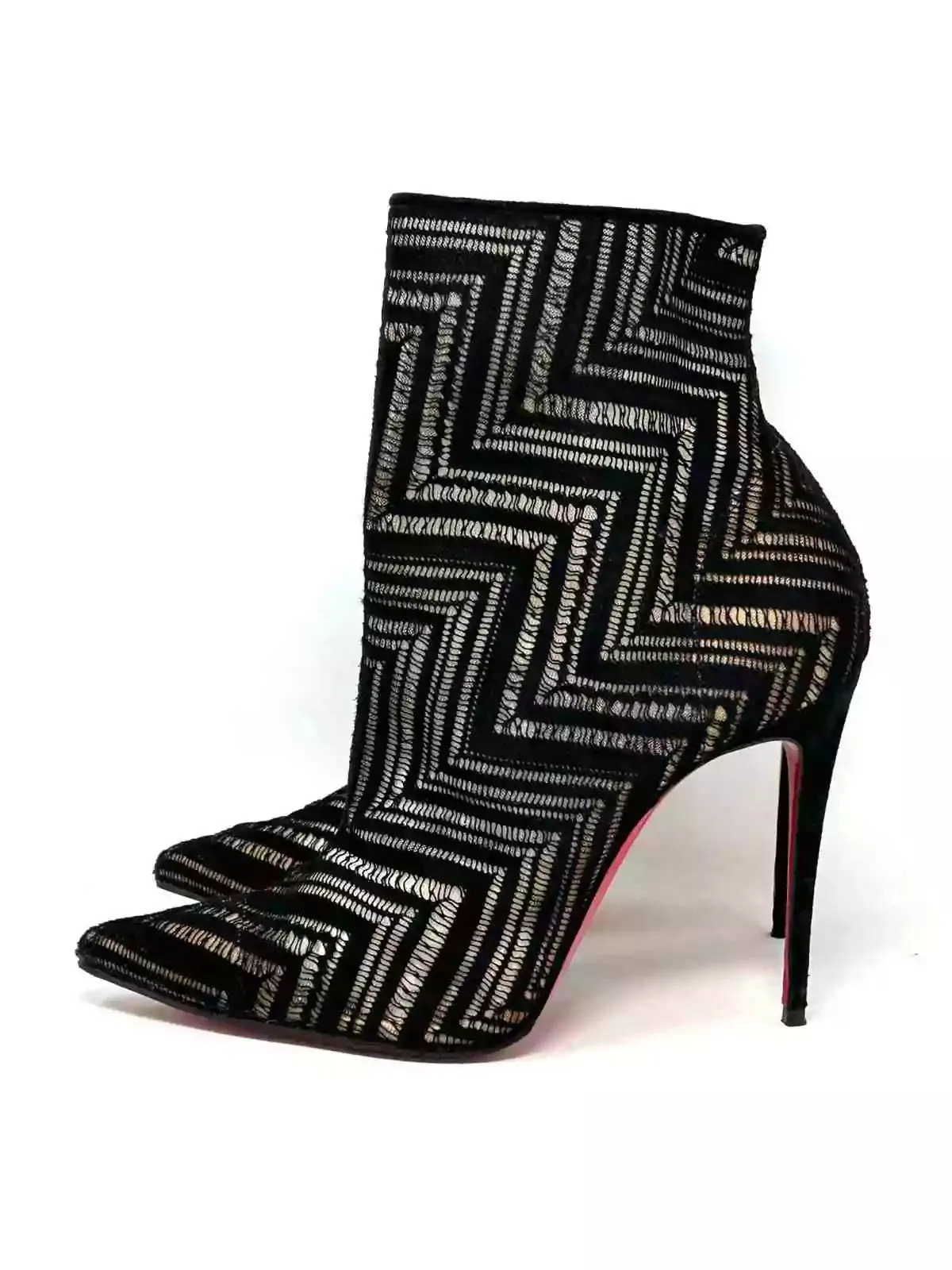 Christian Louboutin So Kate Black Mesh Lace Ankle Boots 39 UK 6