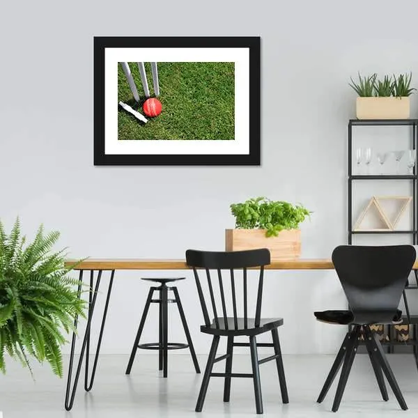 Cricket Ball & Stumps Canvas Wall Art