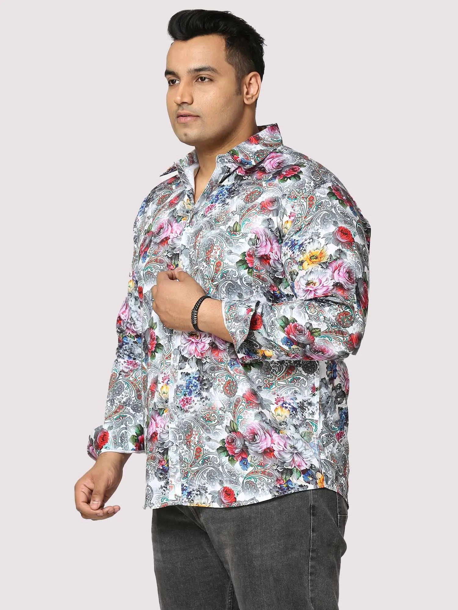 Floral Fusion Digital Printed Full Sleeve Men's Plus Size