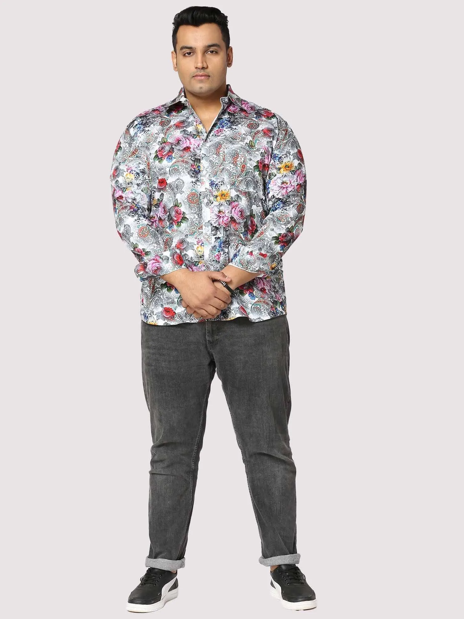 Floral Fusion Digital Printed Full Sleeve Men's Plus Size