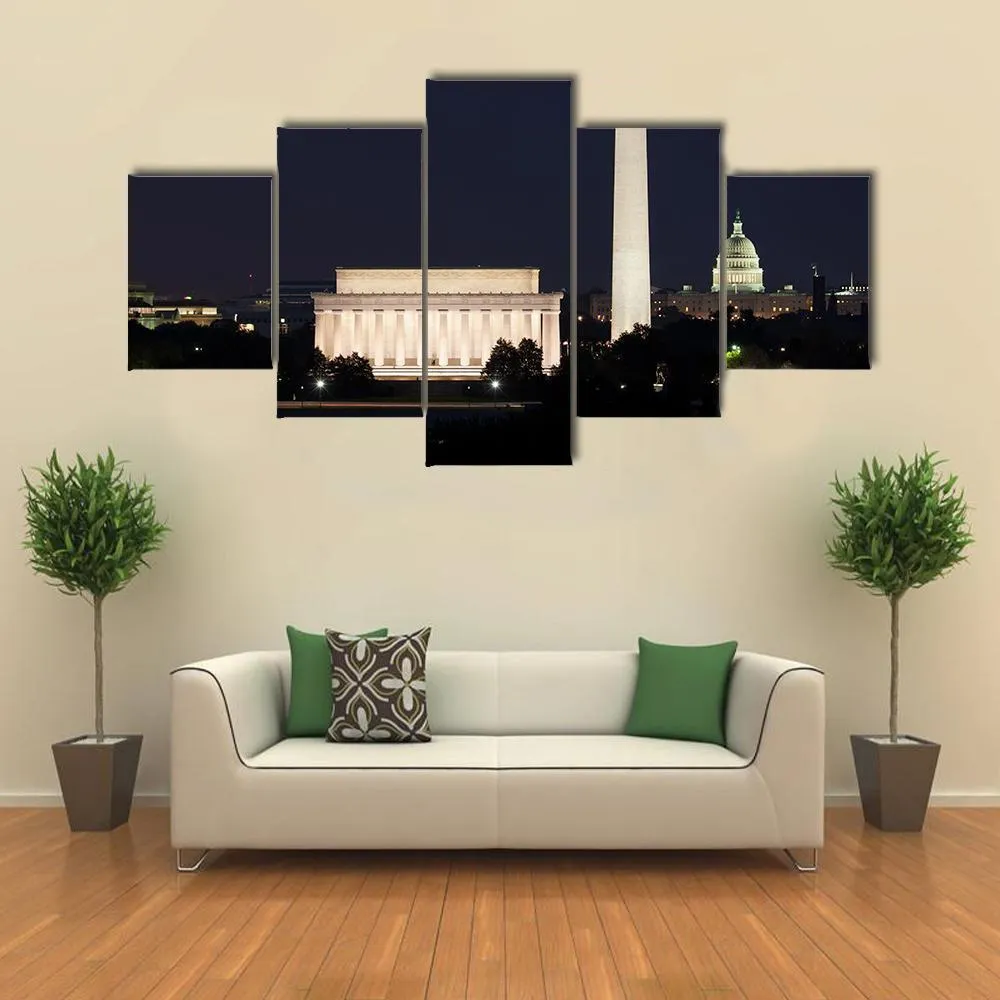 Full Moon Above Lincoln Memorial Canvas Wall Art