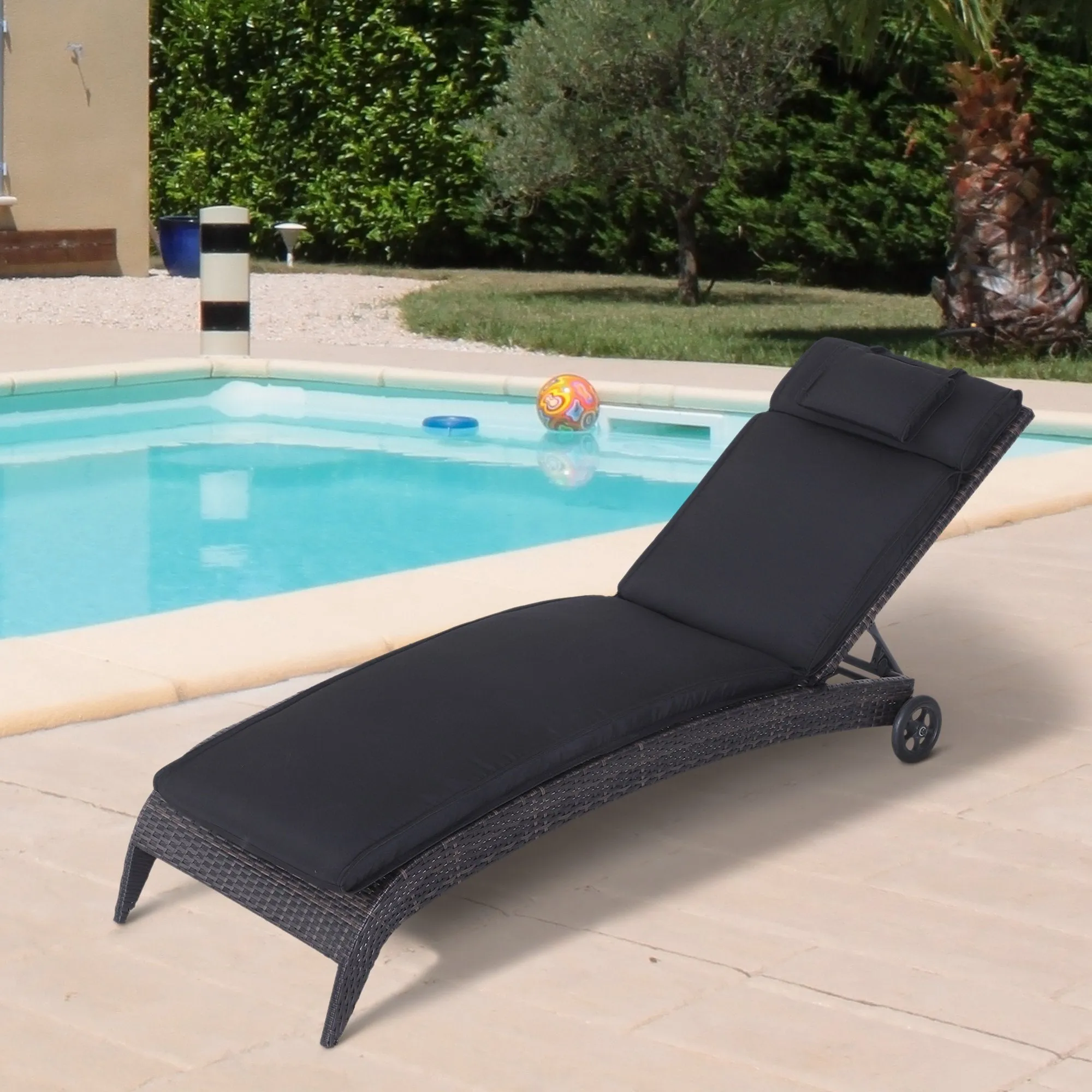 Garden Sun Lounger Chair Cushion Reclining Relaxer Indoor Outdoor