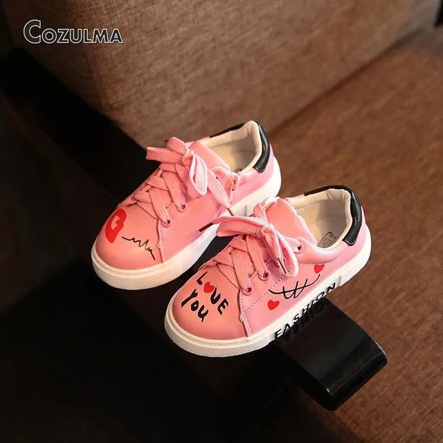 Girls Boys Casual Shoes Sneakers 2017 Spring Children Sport Shoes Baby Boys Shoes Kids Letters Lace-Up Running Shoes Sneakers