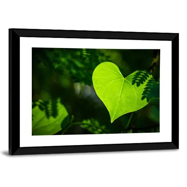 Heart Shape Leaf Canvas Wall Art