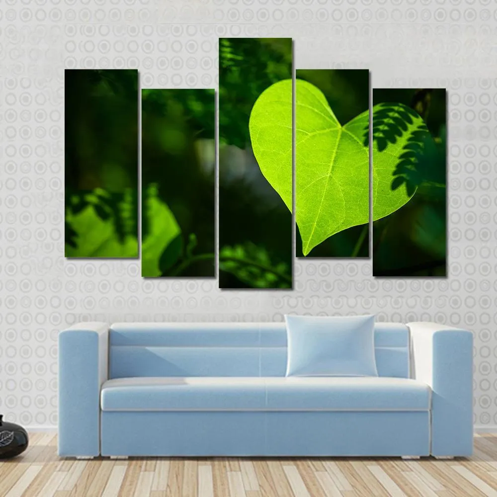 Heart Shape Leaf Canvas Wall Art