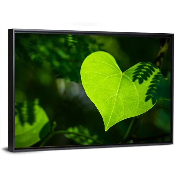 Heart Shape Leaf Canvas Wall Art