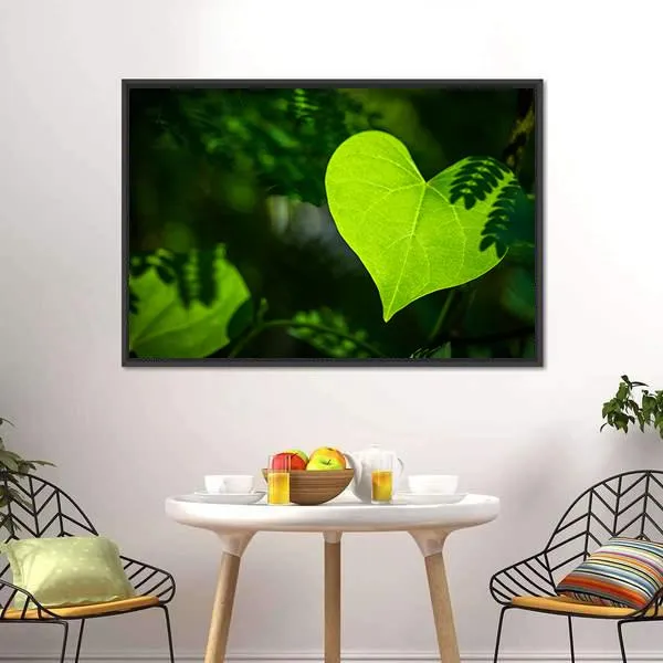 Heart Shape Leaf Canvas Wall Art