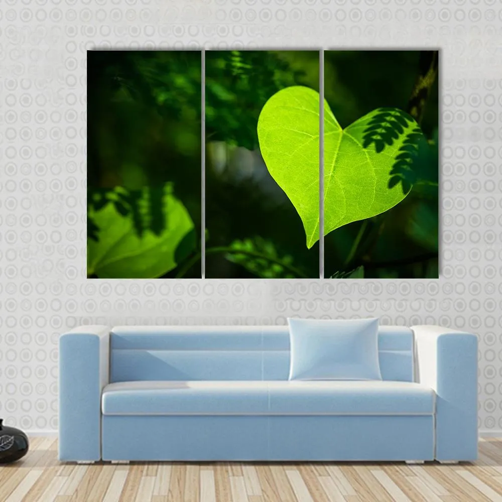 Heart Shape Leaf Canvas Wall Art