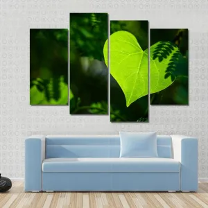 Heart Shape Leaf Canvas Wall Art