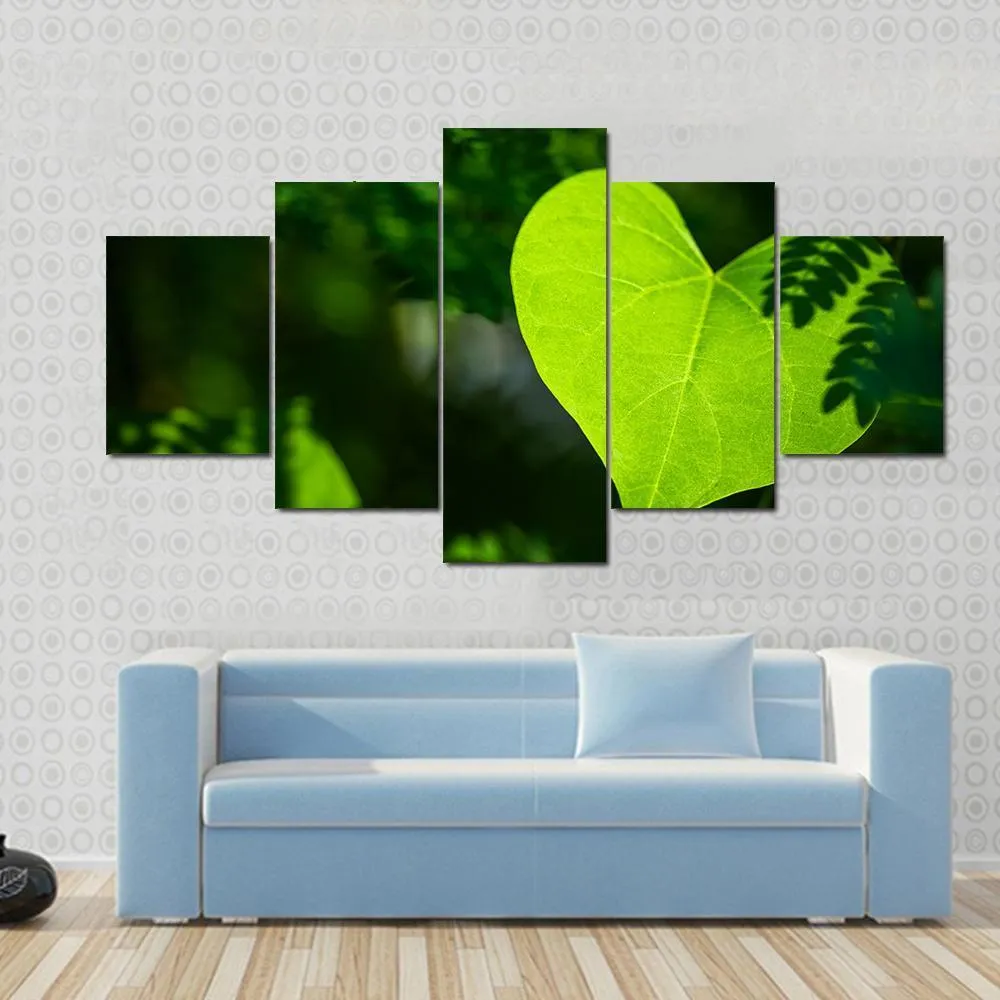 Heart Shape Leaf Canvas Wall Art