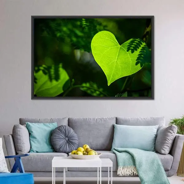 Heart Shape Leaf Canvas Wall Art