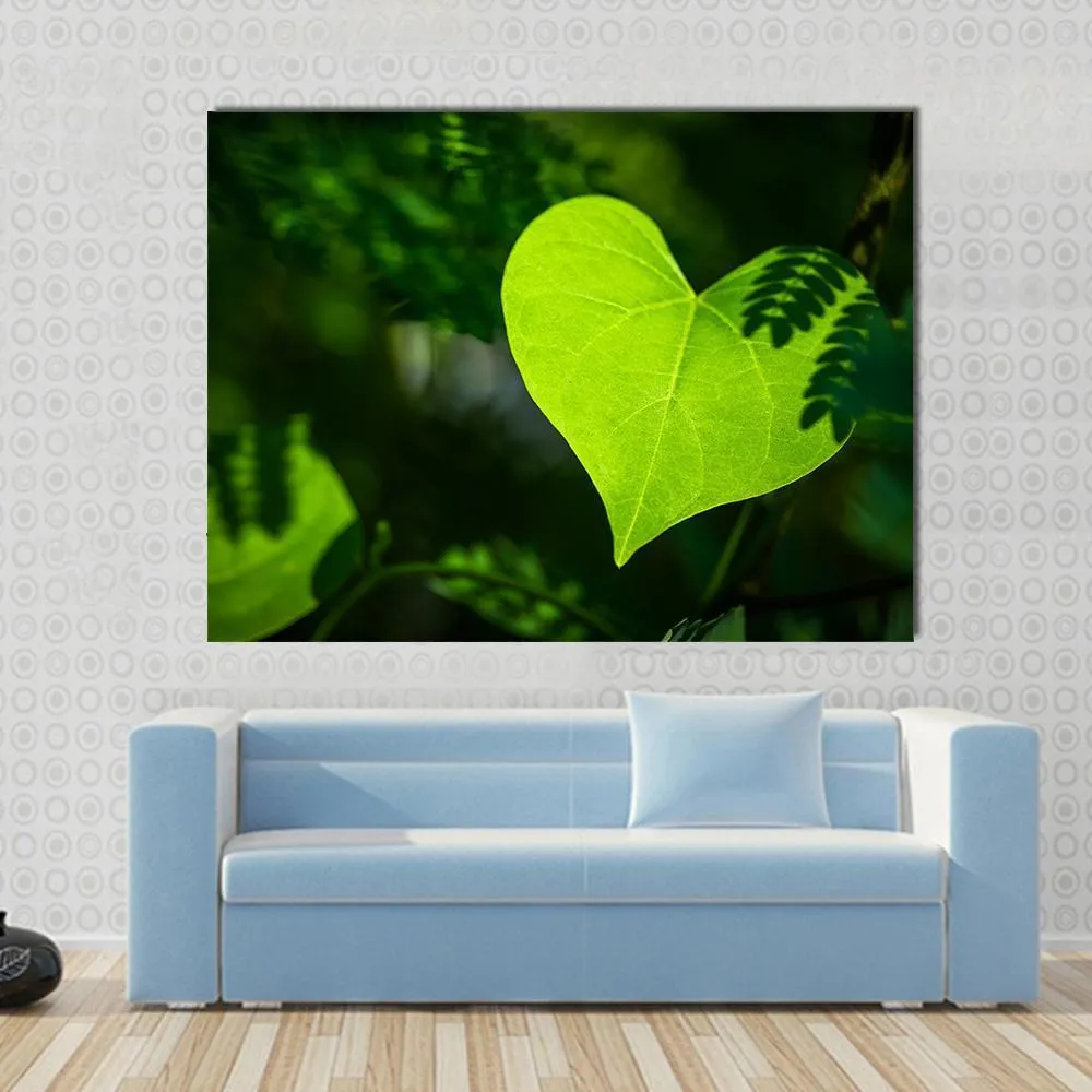 Heart Shape Leaf Canvas Wall Art