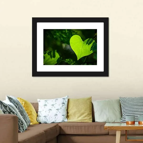 Heart Shape Leaf Canvas Wall Art