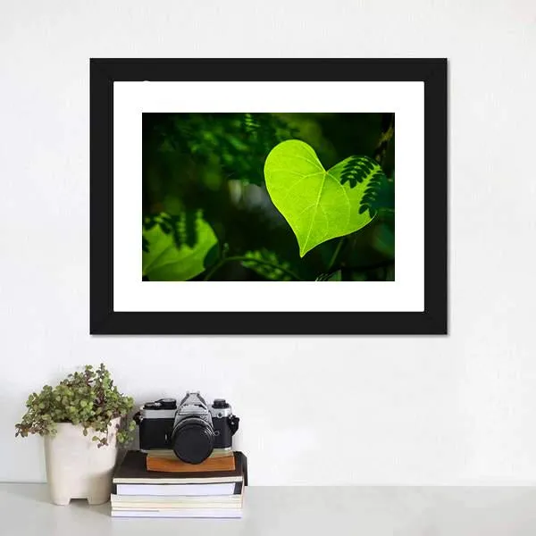 Heart Shape Leaf Canvas Wall Art