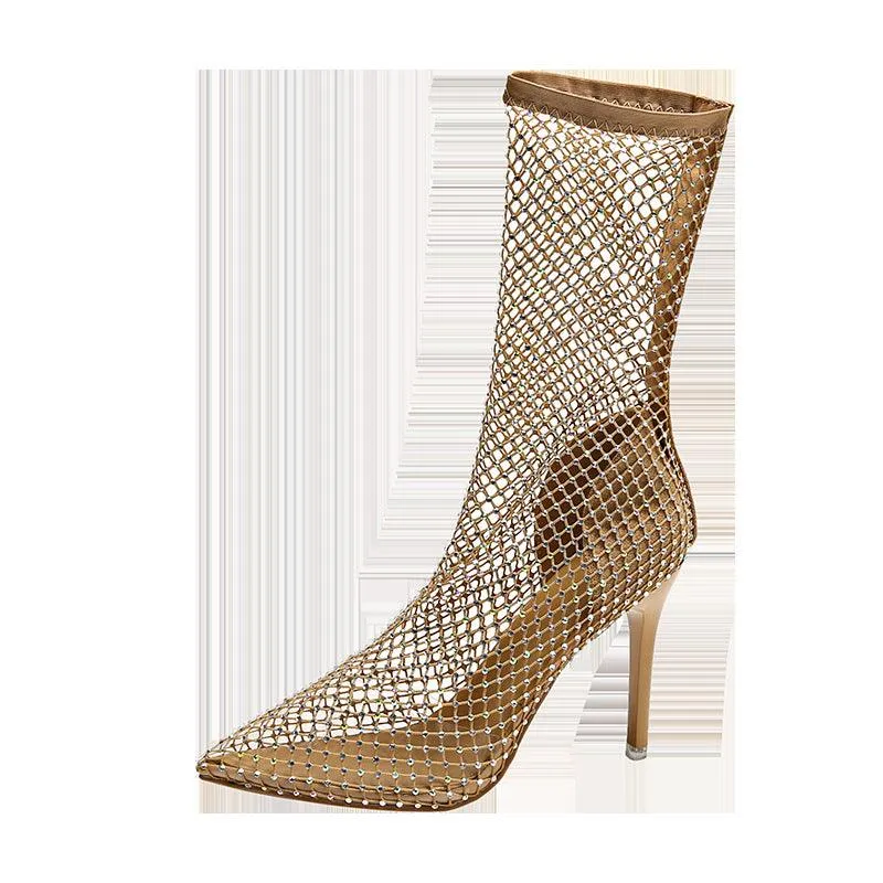 High Heel Sandals Pointed Stiletto Mesh