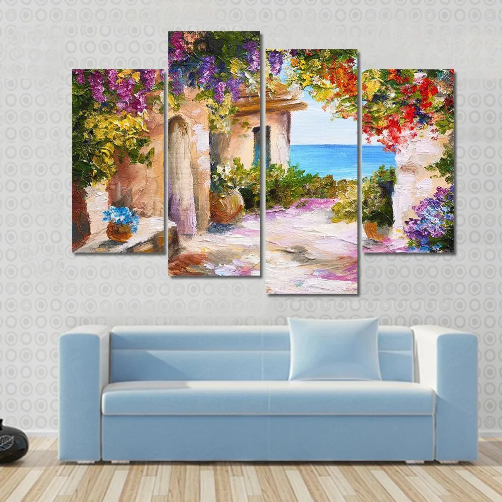 House Near Sea Canvas Wall Art