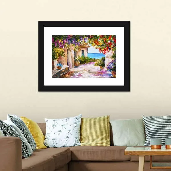 House Near Sea Canvas Wall Art