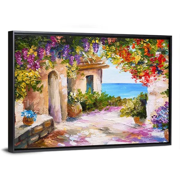 House Near Sea Canvas Wall Art