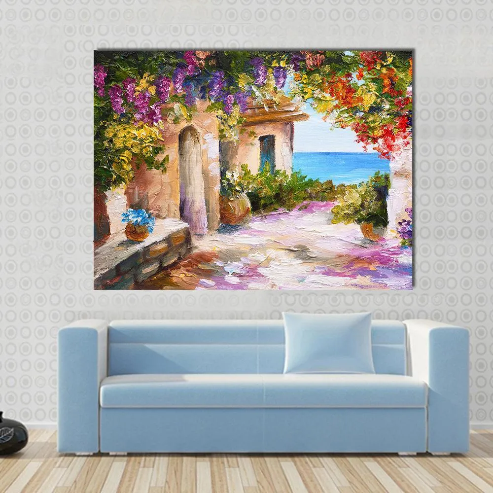 House Near Sea Canvas Wall Art