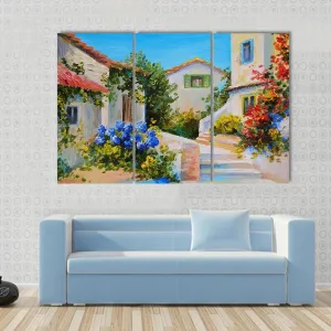 Houses Near The Sea Canvas Wall Art