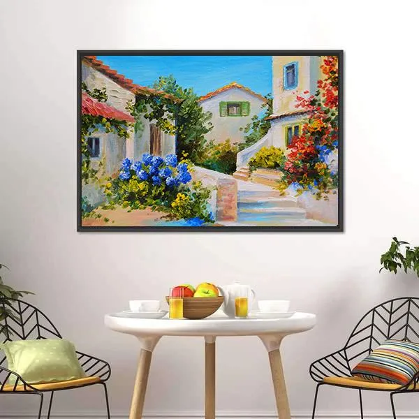 Houses Near The Sea Canvas Wall Art