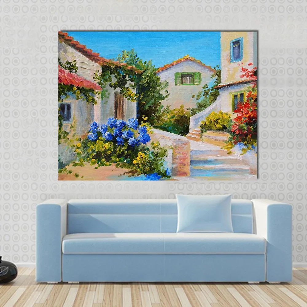 Houses Near The Sea Canvas Wall Art