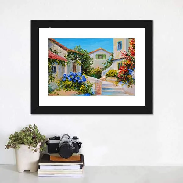 Houses Near The Sea Canvas Wall Art