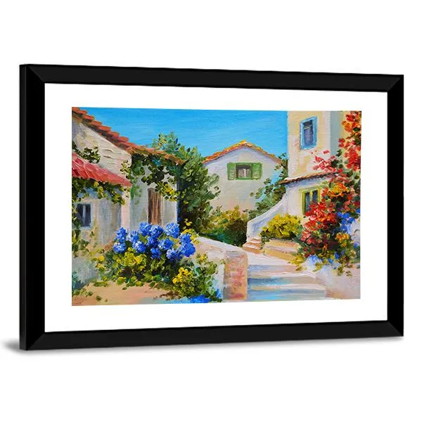 Houses Near The Sea Canvas Wall Art