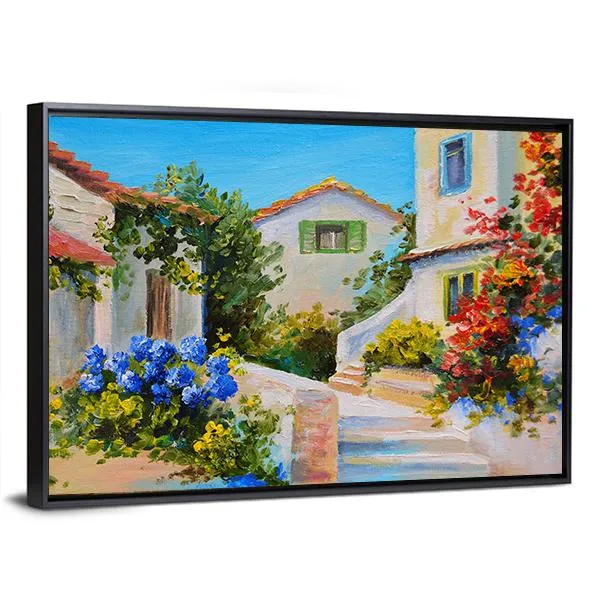 Houses Near The Sea Canvas Wall Art