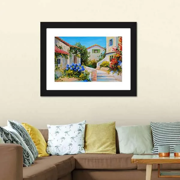 Houses Near The Sea Canvas Wall Art