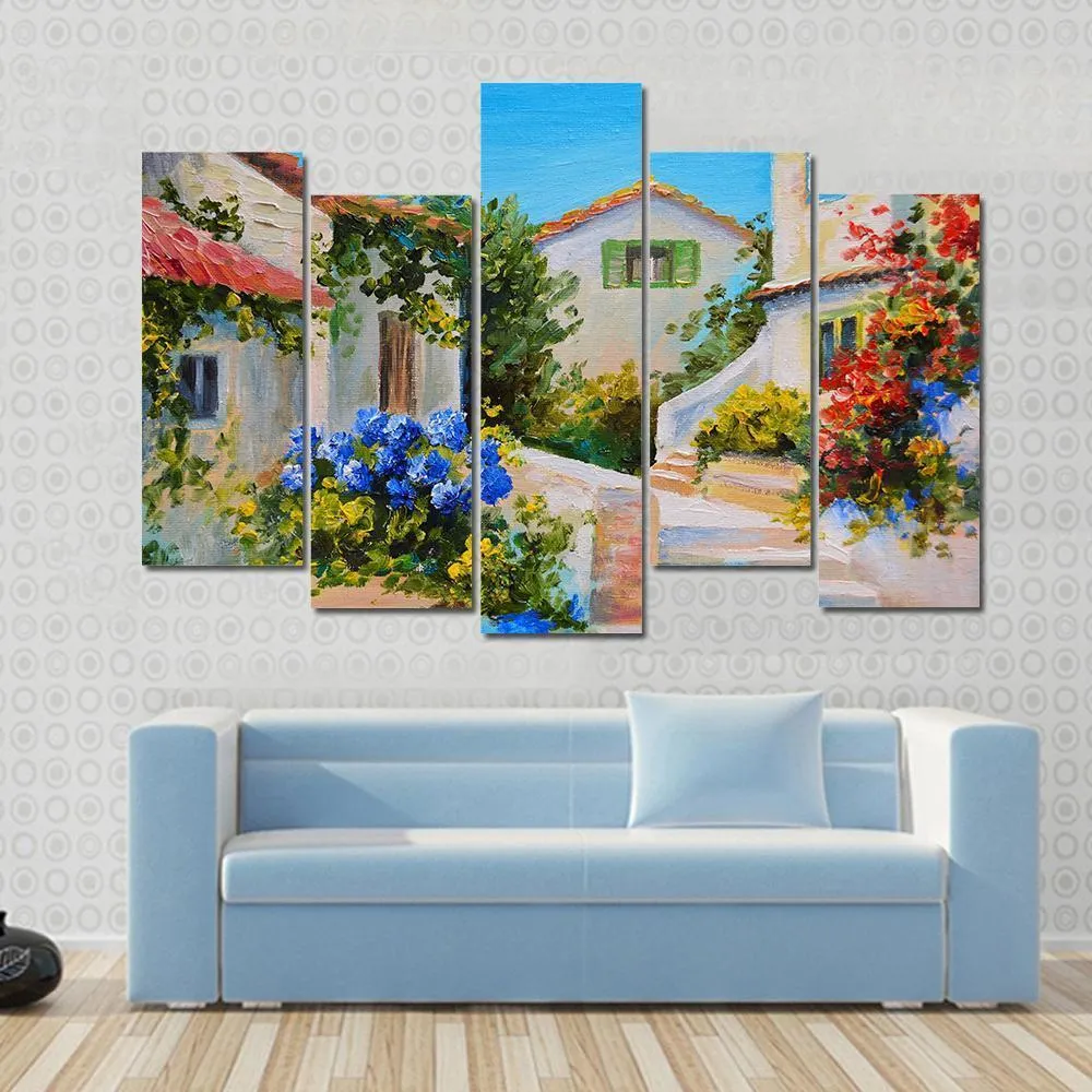 Houses Near The Sea Canvas Wall Art