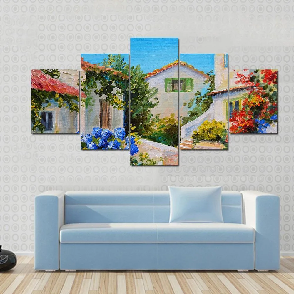 Houses Near The Sea Canvas Wall Art