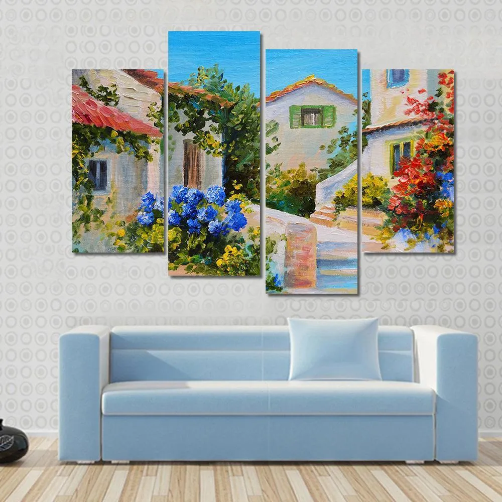 Houses Near The Sea Canvas Wall Art