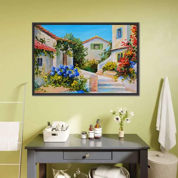 Houses Near The Sea Canvas Wall Art