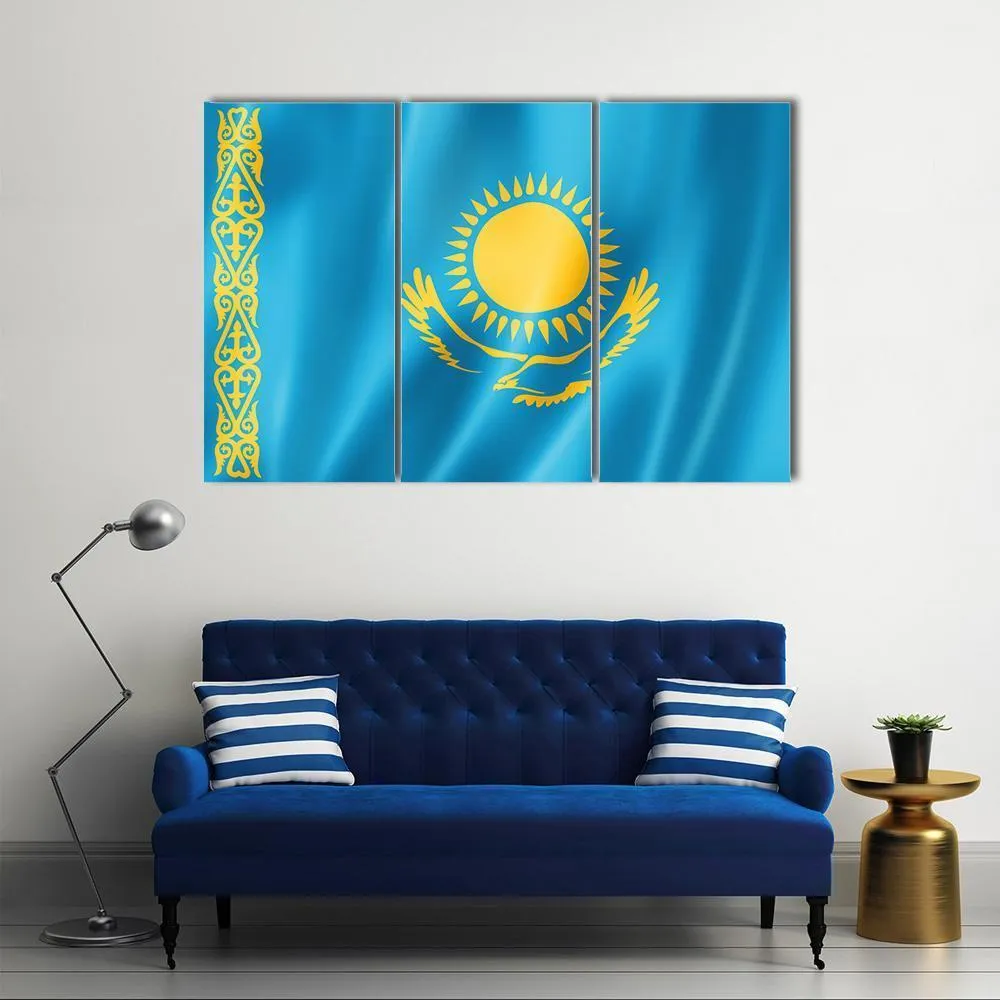 Kazakhstan Flag Canvas Wall Art