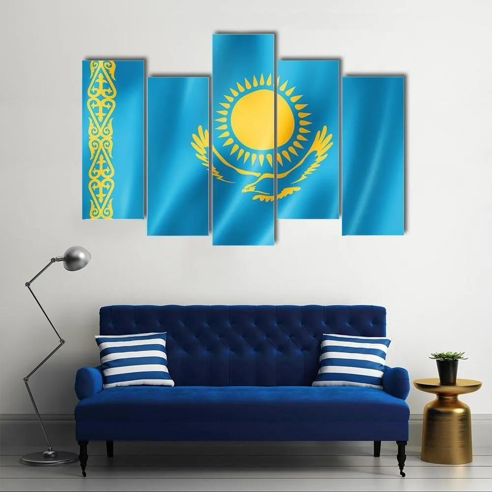 Kazakhstan Flag Canvas Wall Art