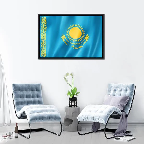 Kazakhstan Flag Canvas Wall Art